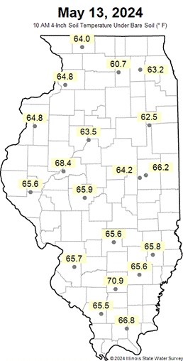 Soil temperature for the state of Illinois. Soil temperature for the state of Illinois.